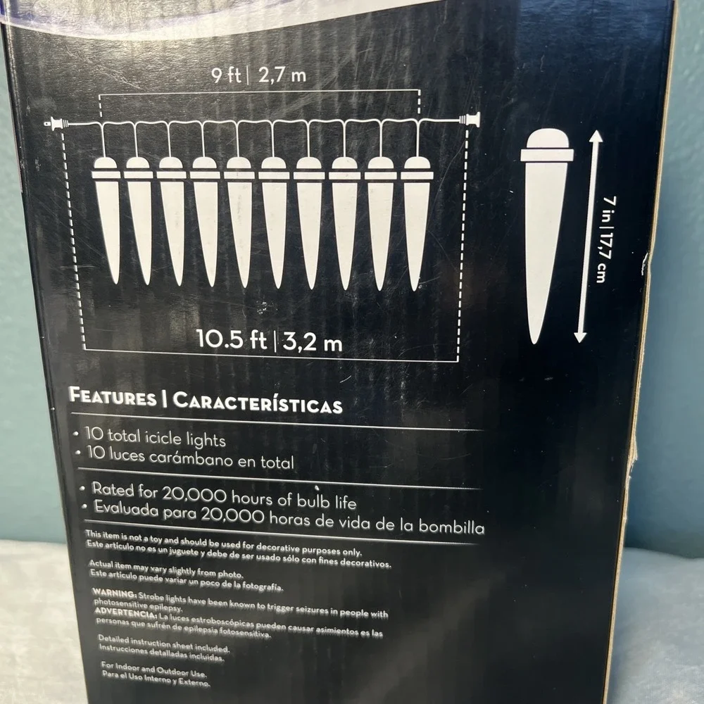 Gemmy Lightshow Shooting Star White LED Icicle‎ Christmas Light 10 Count Set